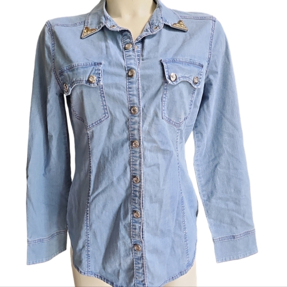 Sm V Cristina  silver tipped button up lightweight cotton